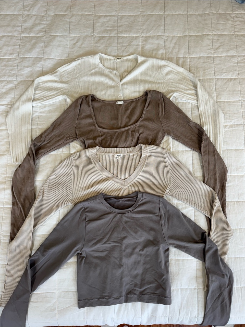 Garage - Neutral Ribbed & Knit Long-Sleeve Top Bundle